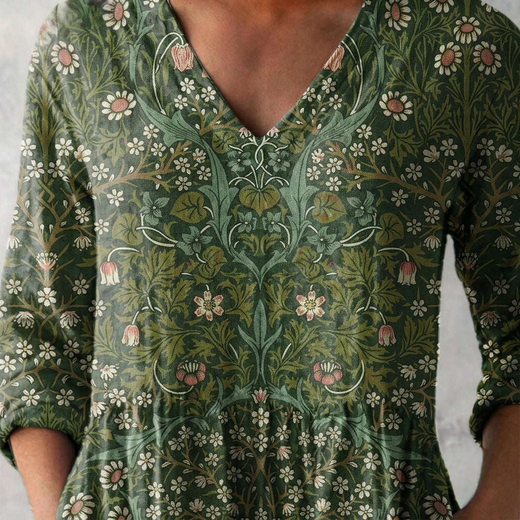 V Neck Long Sleeve Top with Soft Knit Blend and Relaxed Fit