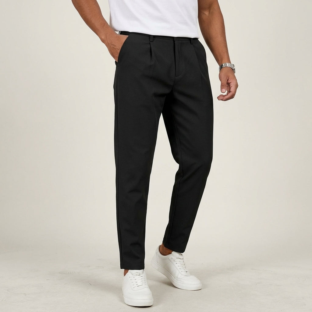 Men's Classic Trousers with Straight Leg and Flat Waistband for Business