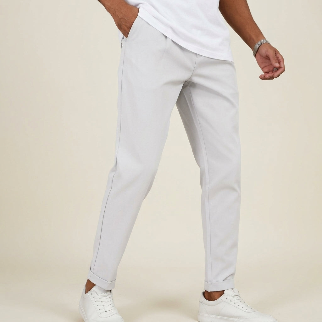 Men's Classic Trousers with Straight Leg and Flat Waistband for Business