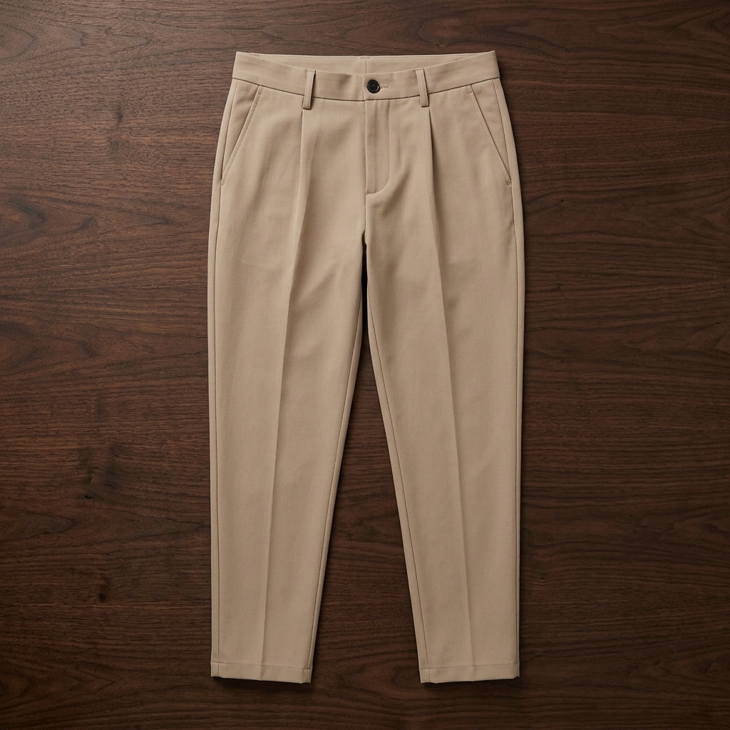 Men's Classic Trousers with Straight Leg and Flat Waistband for Business