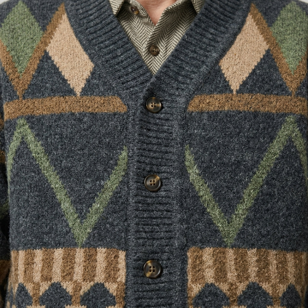 Men's Soft Knit Cardigan with Button Front and Rollable Sleeves