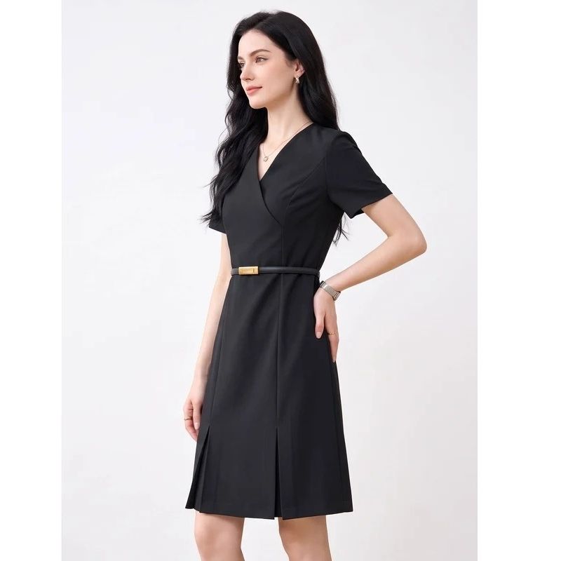 Womens A Line Work Dress, Short Sleeve V Neck Sheath Dress, Professional Business Casual Career Outfit