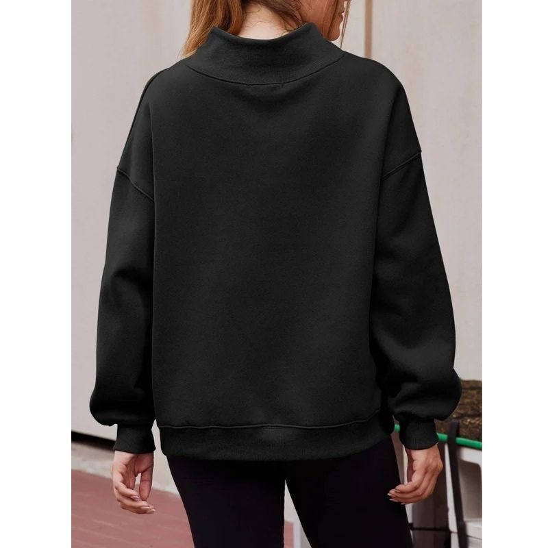 Womens Mock Neck Oversized Fleece Sweatshirt - Soft Long Sleeve Pullover