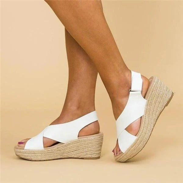 Orthopedic Wedge Sandals for Women with Adjustable Cross Straps and Arch Support