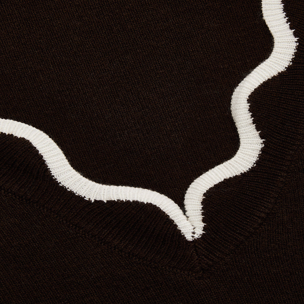 Womens Scallop Trim Knit Sweater with High Stretch Blend and Regular Fit