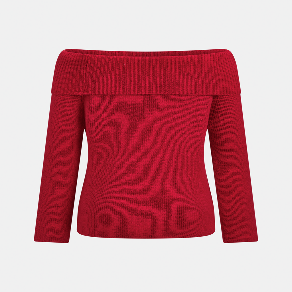 Relaxed Fit Knit Sweater with Long Sleeves and High Stretch Acrylic Fabric