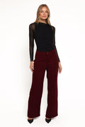 Womens Berry Corduroy Pants, High-Rise Straight Leg
