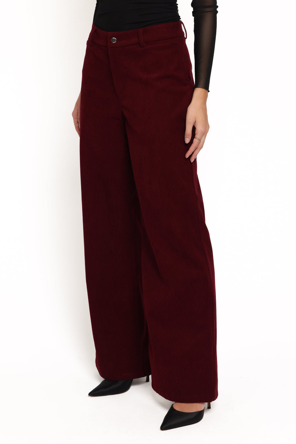 Womens Berry Corduroy Pants, High-Rise Straight Leg