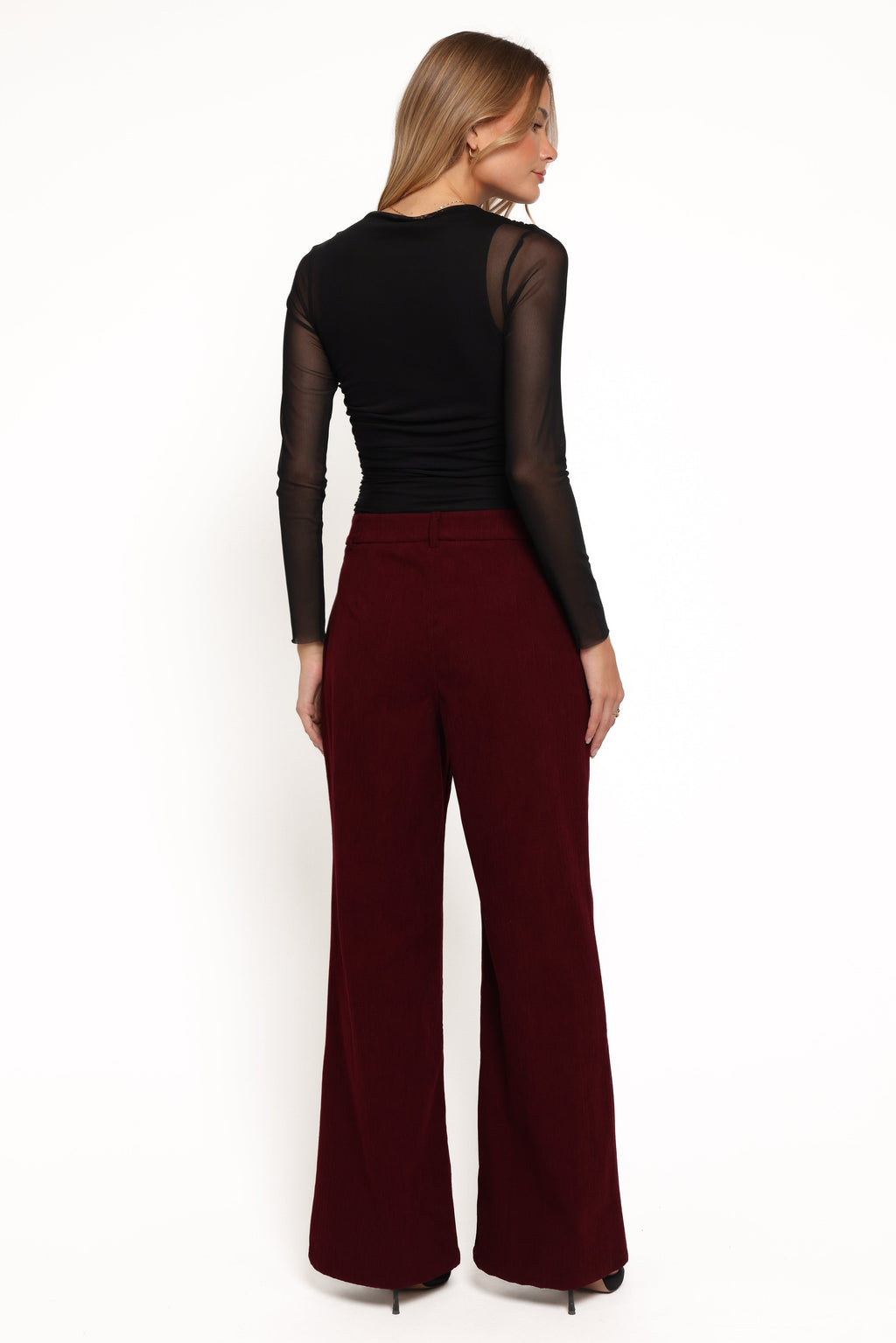 Womens Berry Corduroy Pants, High-Rise Straight Leg