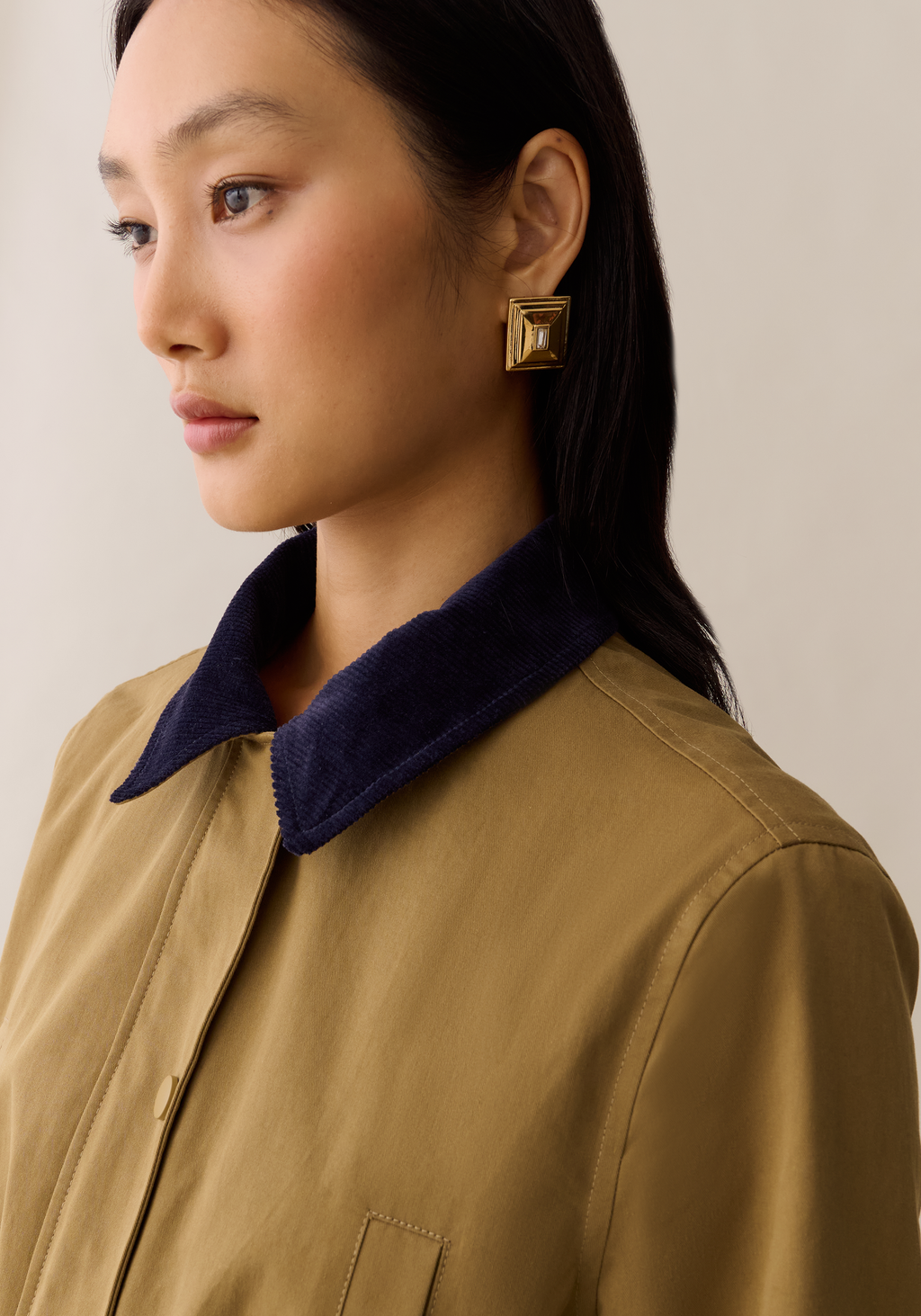 Womens Classic Barn Jacket with Corduroy Trim, Adjustable