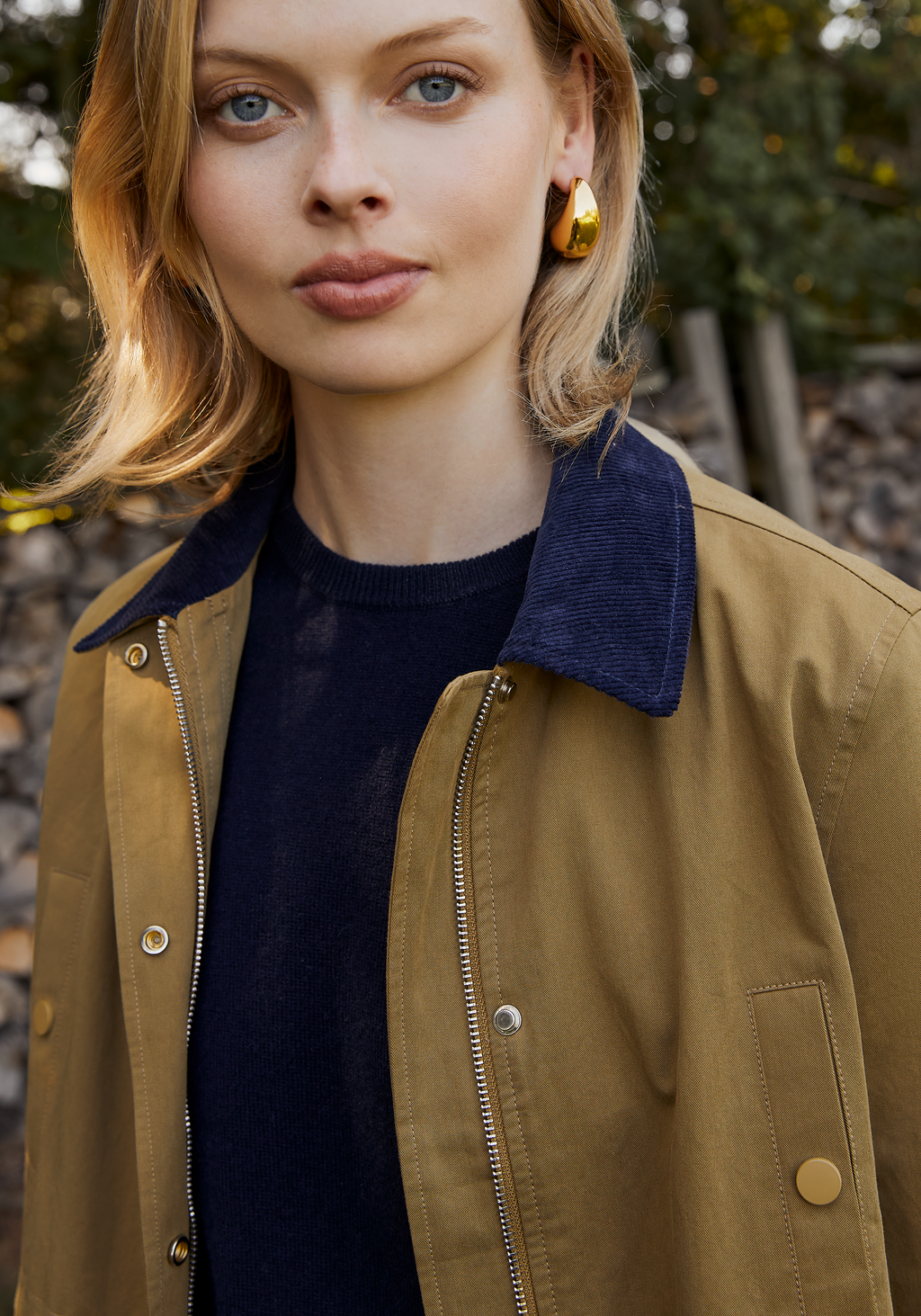 Womens Classic Barn Jacket with Corduroy Trim, Adjustable