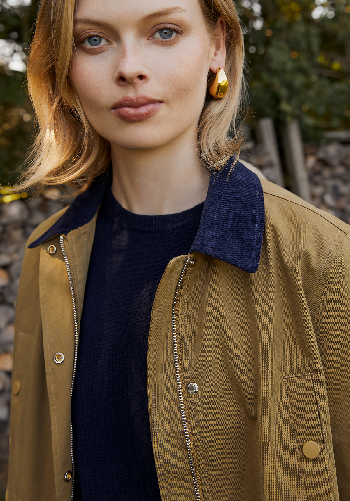 Womens Classic Barn Jacket with Corduroy Trim, Adjustable