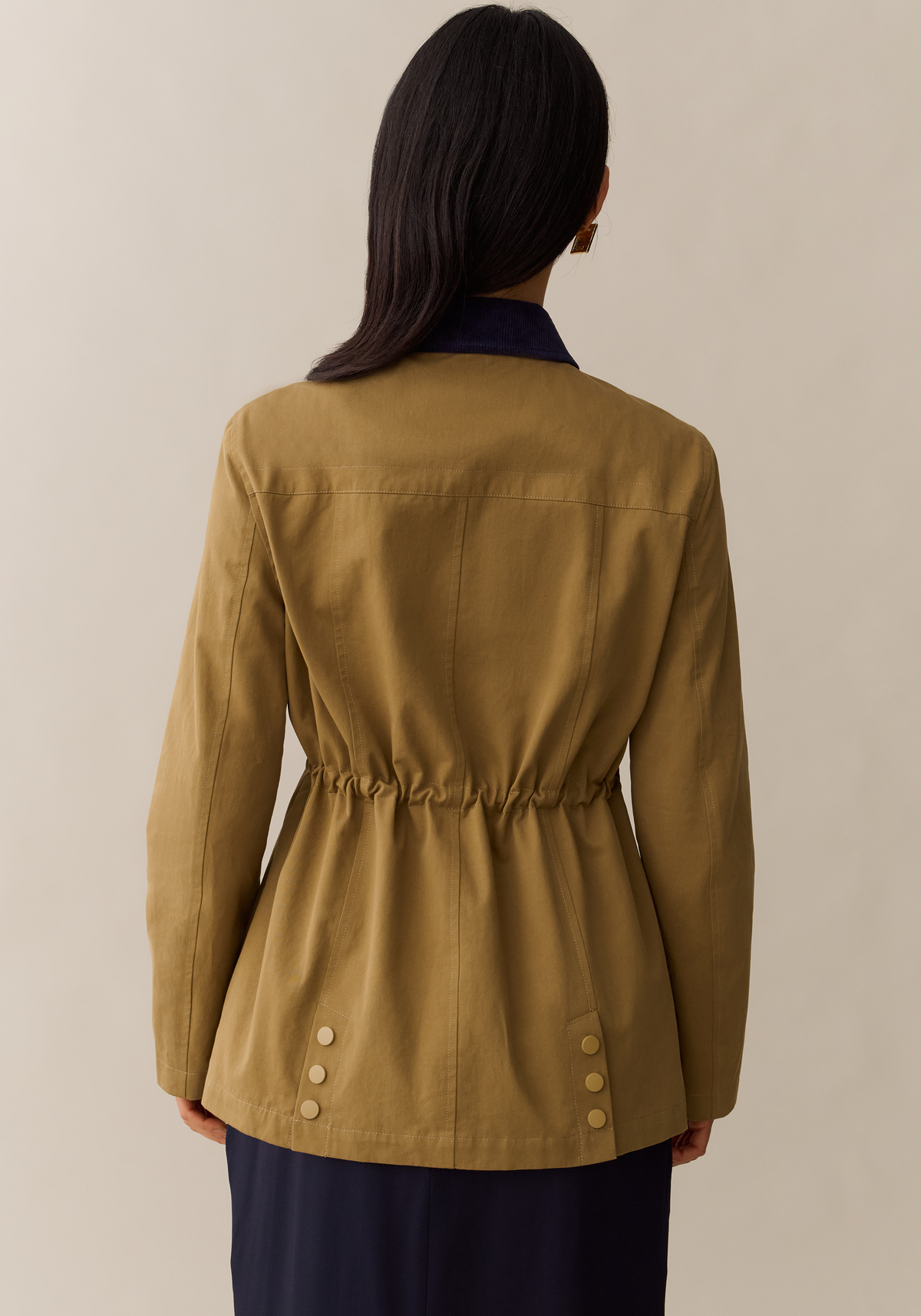 Womens Classic Barn Jacket with Corduroy Trim, Adjustable