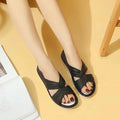 Womens Orthopedic Sandals, Open Toe Cross Strap Flats, Comfort Ruched Walking Shoes