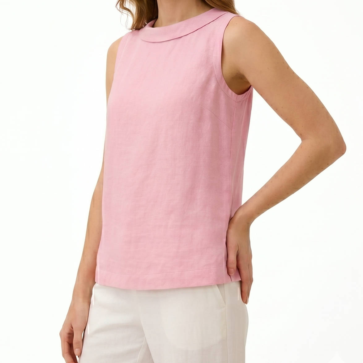 Sleeveless Roll Collar Top, Elegant Casual Womens Top for Daily Fashion