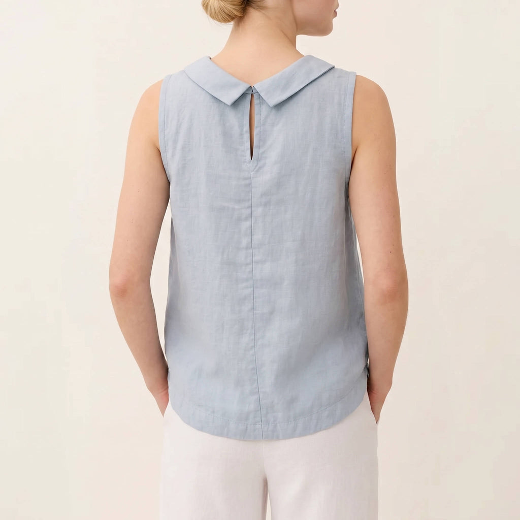 Sleeveless Roll Collar Top, Elegant Casual Womens Top for Daily Fashion