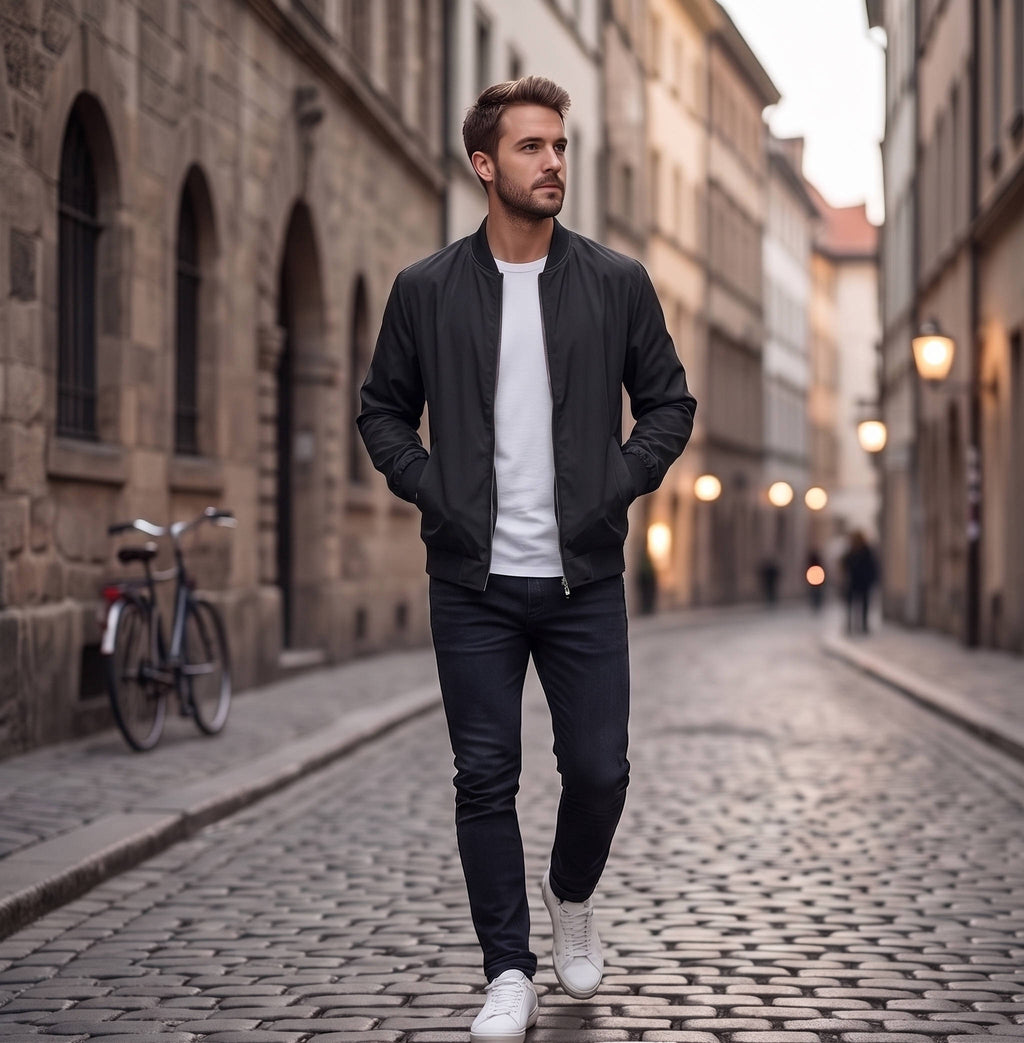 Mens Bomber Jacket, Lightweight Windbreaker Jacket for Spring Fall, Casual Fashion Outerwear