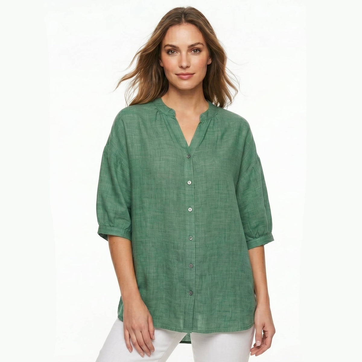 Vintage Button Detail Blouse, Stylish Womens Casual Top for Daily Fashion