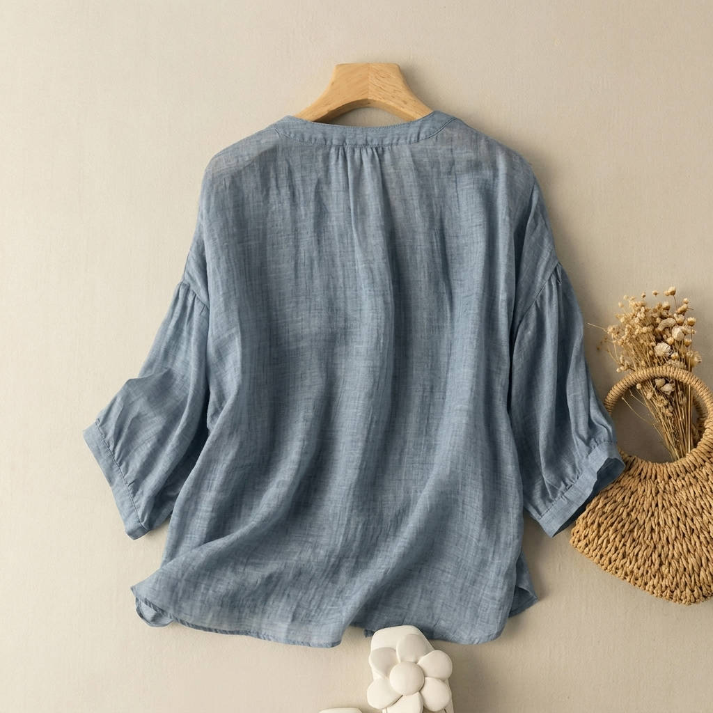 Vintage Button Detail Blouse, Stylish Womens Casual Top for Daily Fashion