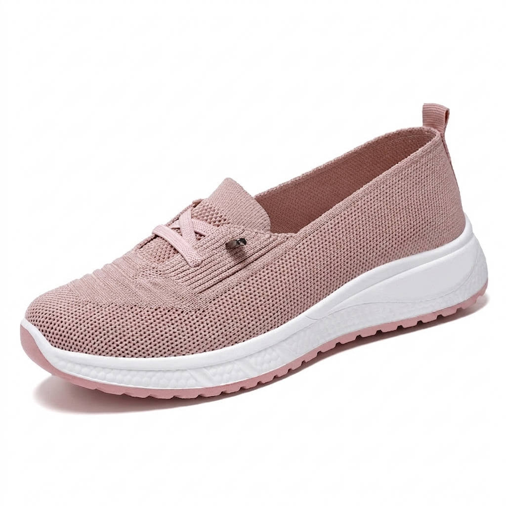 Womens Slip On Sneakers, Breathable Mesh Walking Shoes, Casual Lace Detail Comfort Loafers
