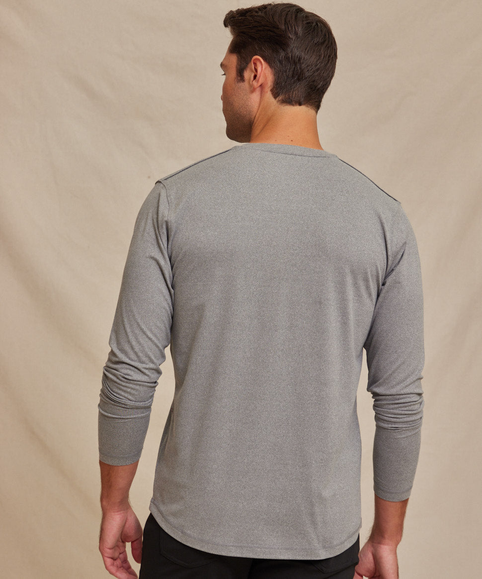 Mens Performance Henley Shirt Light Gray, Breathable