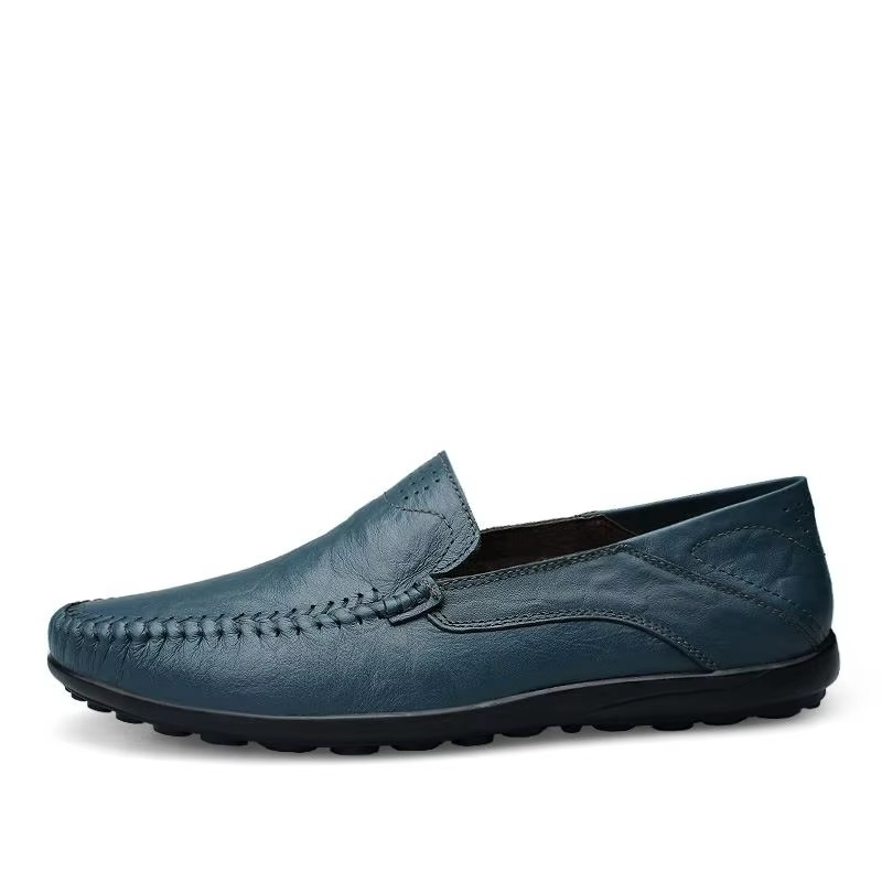Mens Leather Slip-On Loafers with Cushioned Insole and Breathable Lining
