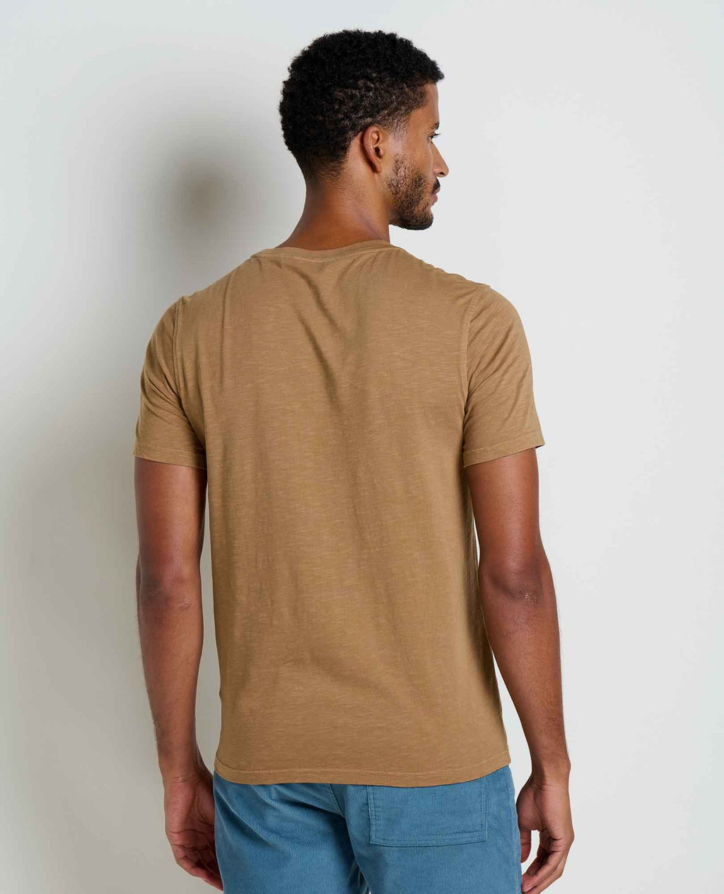 Mens Embroidered Crew T-Shirt Garment-Dyed, Soft Cotton