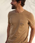 Mens Embroidered Crew T-Shirt Garment-Dyed, Soft Cotton