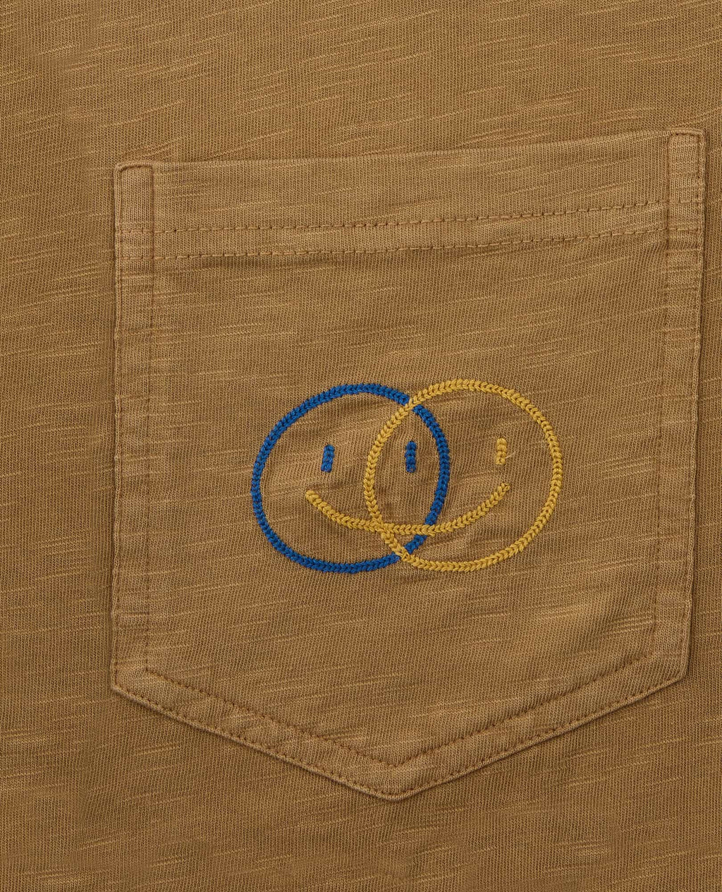 Mens Embroidered Crew T-Shirt Garment-Dyed, Soft Cotton