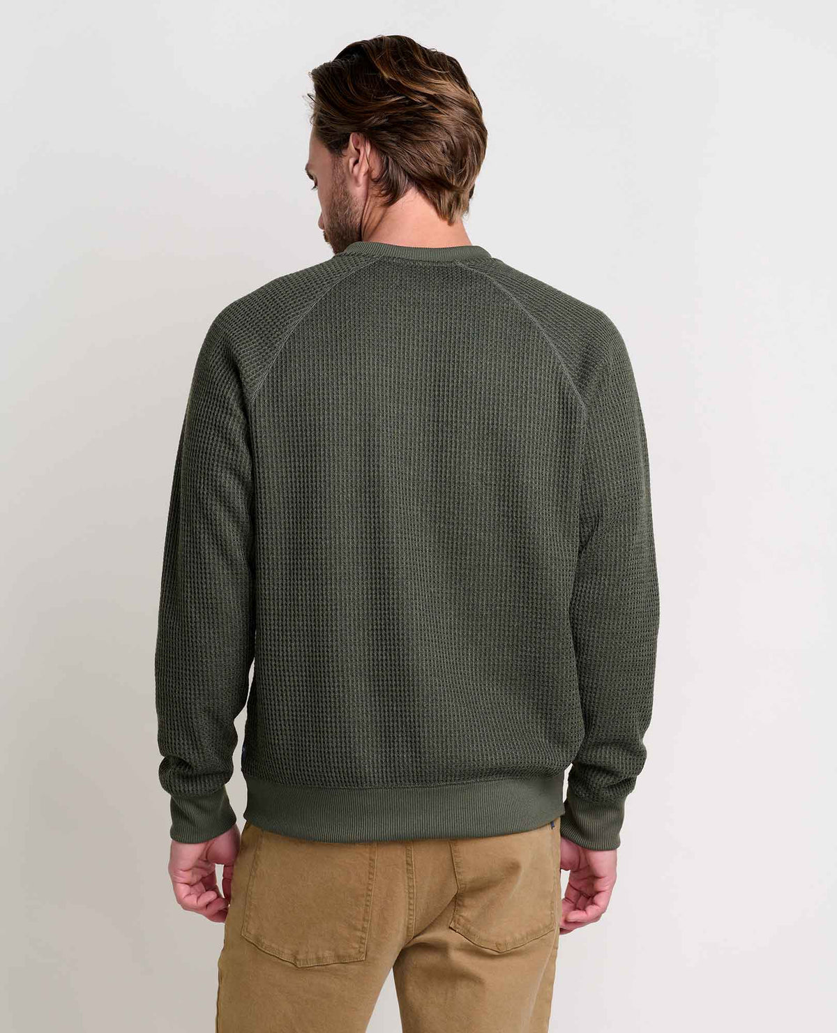 Mens Midweight Henley Shirt Waffle Knit, Breathable