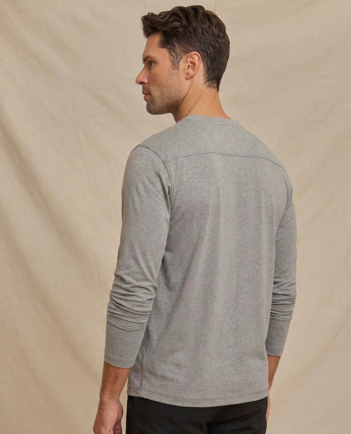 Mens Performance Henley Shirt Light Gray, Breathable