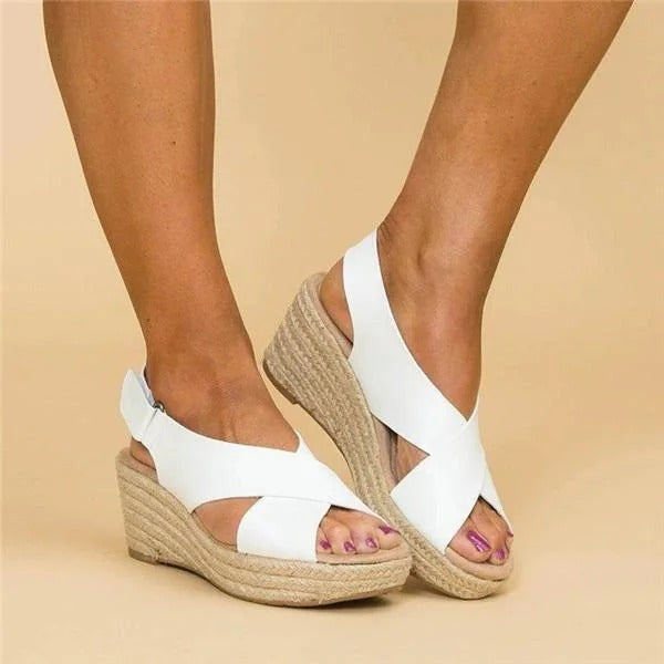 Orthopedic Wedge Sandals for Women with Adjustable Cross Straps and Arch Support