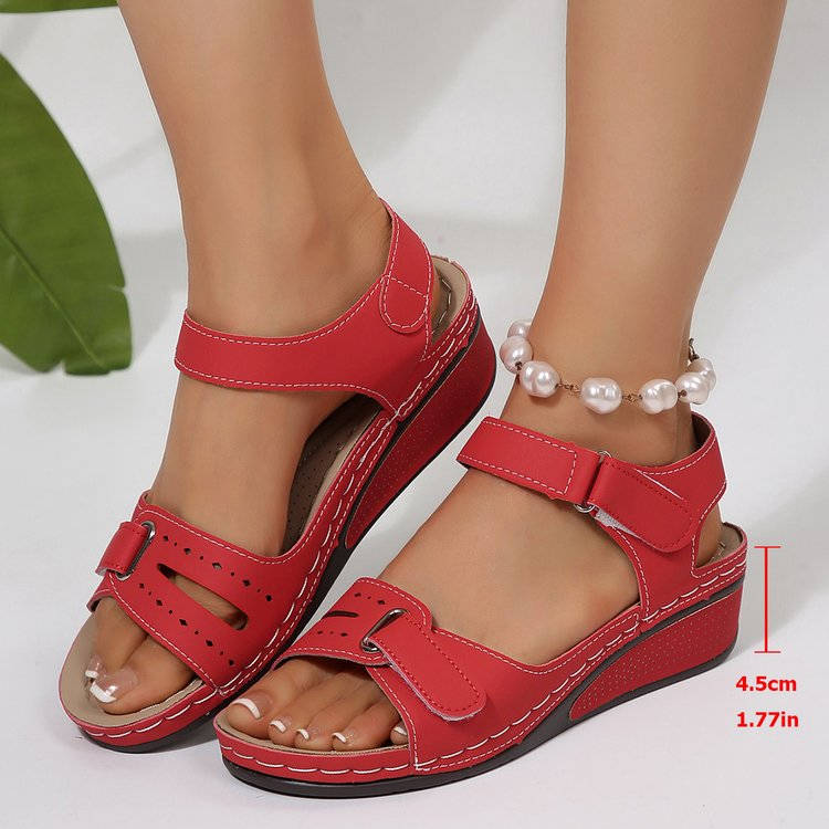 Womens Orthopedic Wedge Sandals, Open Toe Comfort Sandals, Hook and Loop Strap Summer Shoes