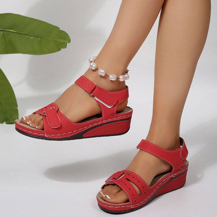 Womens Orthopedic Wedge Sandals, Open Toe Comfort Sandals, Hook and Loop Strap Summer Shoes