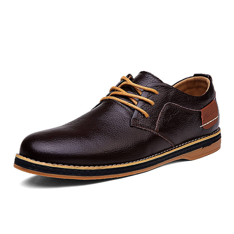 Mens Leather Oxford Shoes, Lace Up Casual Dress Shoes, Comfortable Textured Walking Shoes