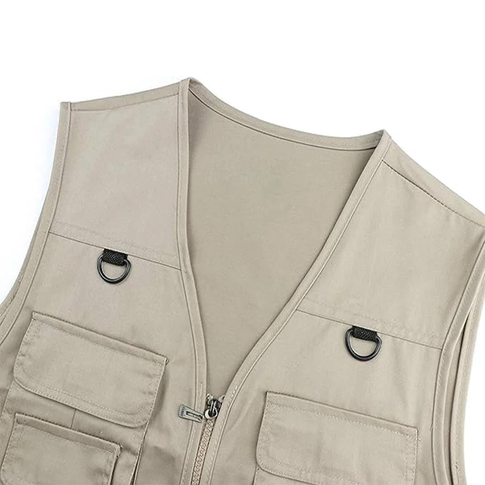 Sleeveless Hiking Vest with Multiple Pockets and Detachable Back Panel, Mesh Lined