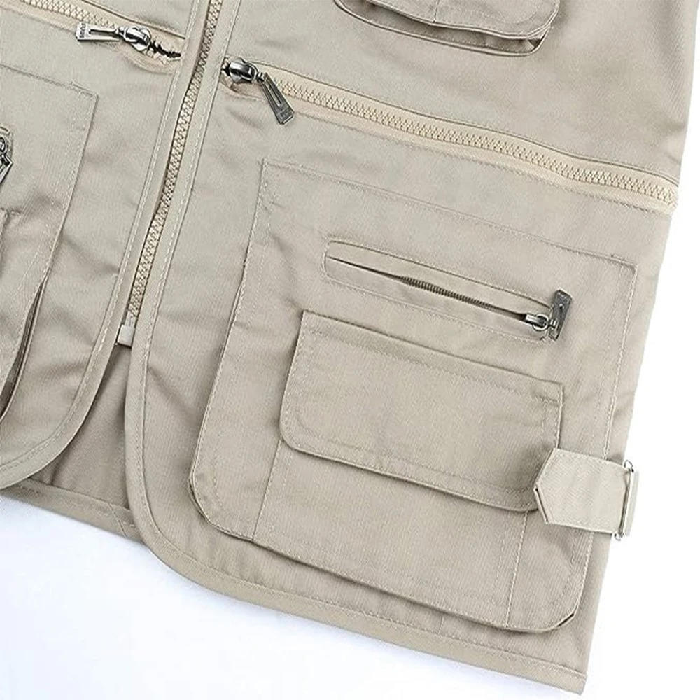 Sleeveless Hiking Vest with Multiple Pockets and Detachable Back Panel, Mesh Lined