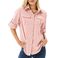 Womens UPF 50 Long Sleeve Shirt with Convertible Sleeves and Mesh Back, Hiking Fishing