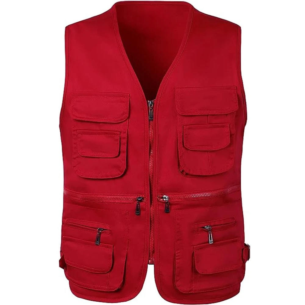 Sleeveless Hiking Vest with Multiple Pockets and Detachable Back Panel, Mesh Lined