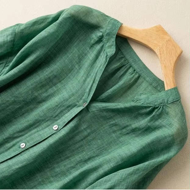 Vintage Button Detail Blouse, Stylish Womens Casual Top for Daily Fashion