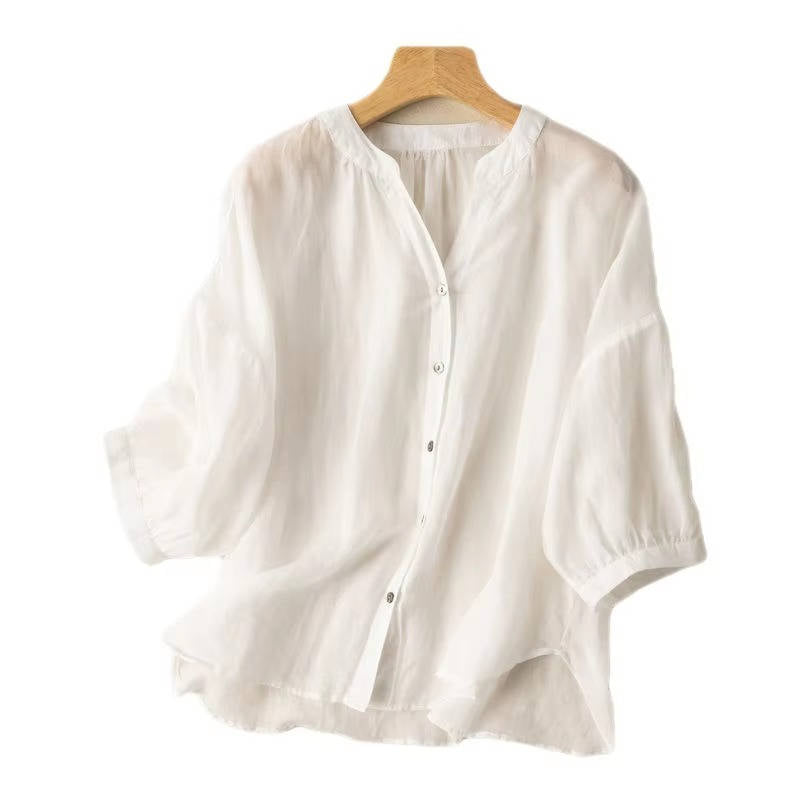 Vintage Button Detail Blouse, Stylish Womens Casual Top for Daily Fashion