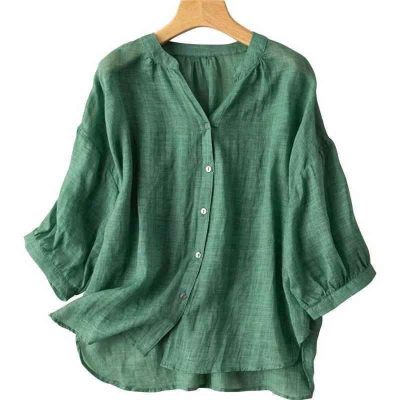 Vintage Button Detail Blouse, Stylish Womens Casual Top for Daily Fashion