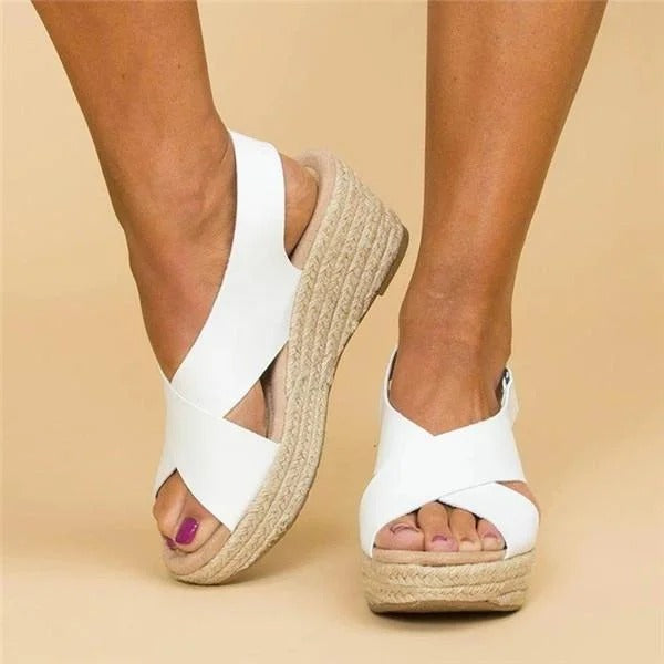 Orthopedic Wedge Sandals for Women with Adjustable Cross Straps and Arch Support