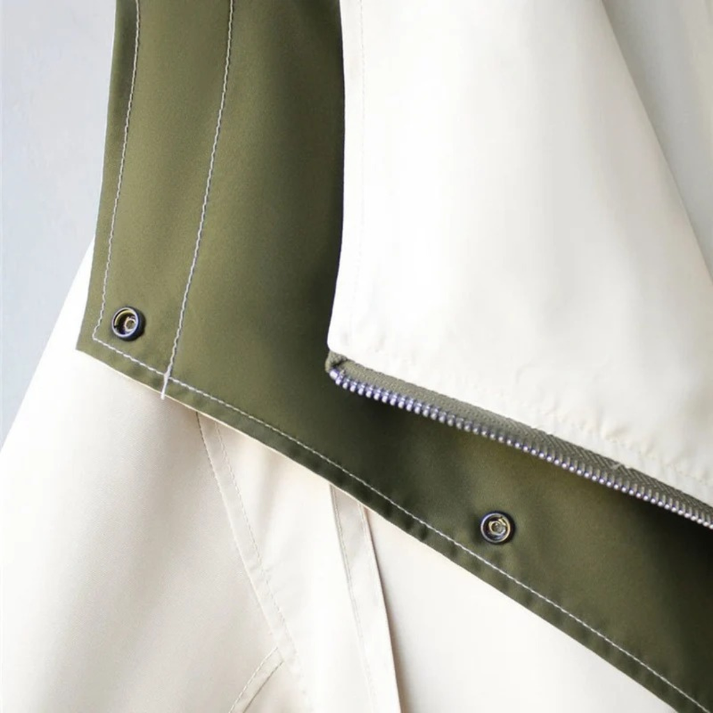 Women's Oversize Trench Coat with Water Repellent Fabric and Double Collar