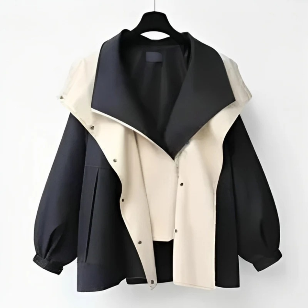 Women's Oversize Trench Coat with Water Repellent Fabric and Double Collar