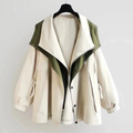 Women's Oversize Trench Coat with Water Repellent Fabric and Double Collar
