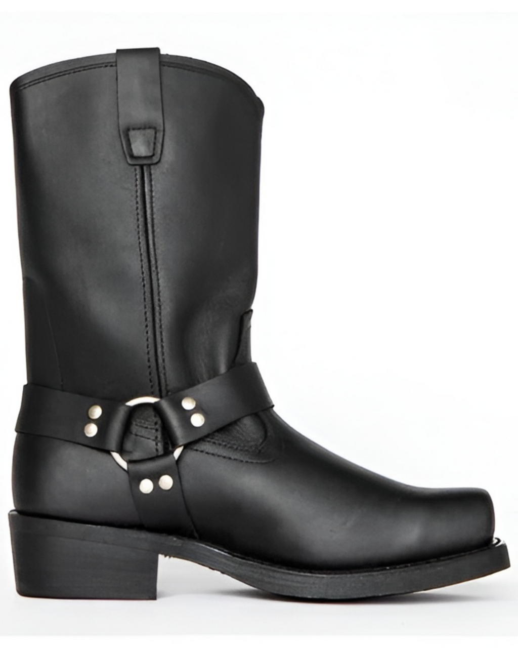 Slip On Harness Boots with Adjustable Strap and Double Stitched Construction, 11 Inch Shaft