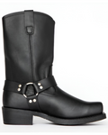 Slip On Harness Boots with Adjustable Strap and Double Stitched Construction, 11 Inch Shaft