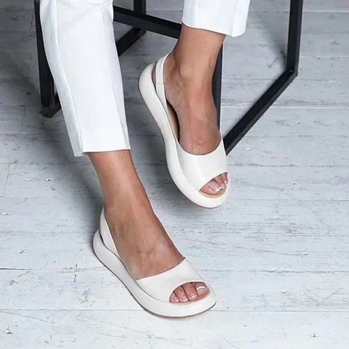 Womens Open-Toe Sandals with Elastic Band and Arch Support, Lightweight TPR Sole