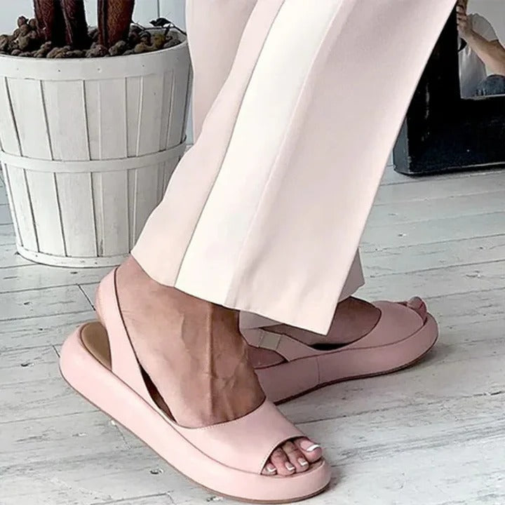 Womens Open-Toe Sandals with Elastic Band and Arch Support, Lightweight TPR Sole